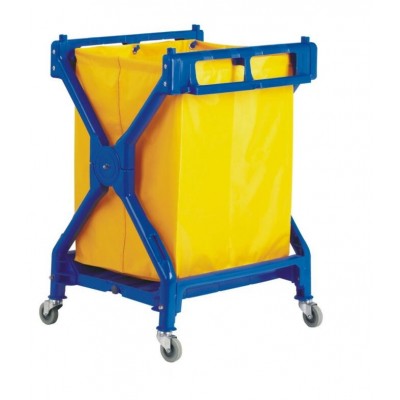 X Shape Laundry Basket Cart Plastic Laundry Trolley Cart PVC Wheeled Laundry Cart