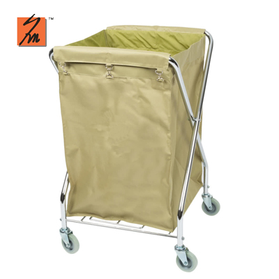 Assessed Supplier Wheels Rolling Foldable Laundry Cart Stainless Steel Metal Laundry Cart For Hotel